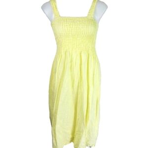 Laura Bianchi Butter Yellow Linen Midi Dress